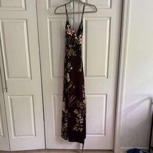 Lulu's Elegant Floral Maxi Dress - Black and Pink